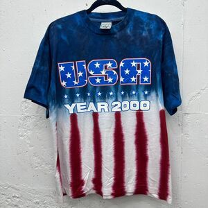 Y2K USA Fourth 4th of July Red White and Blue Tie Dye T-Shirt